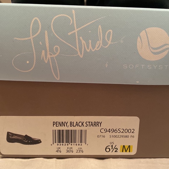NWT LIFE STRIDE "Penny, Black Starry" style Loafers Size 6.5 - Picture 4 of 11